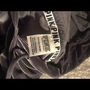 Victoria Secret Pink velvet gray cropped hoodie